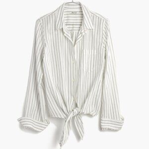 Madewell Tie-Front Shirt in Darcy Stripe - True Black and White